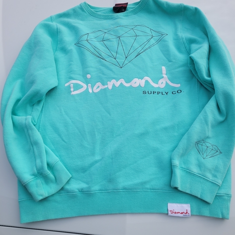 DIAMOND SUPPLY CO. Light Blue SWEATSHIRT. SIZE Medium Womens